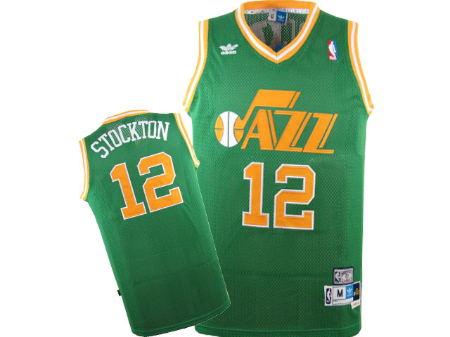  NBA Utah Jazz 12 John Stockton Throwback Swingman Green jersey